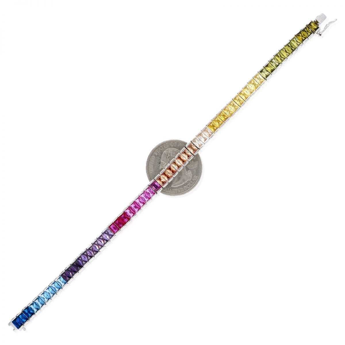 Sterling Silver 6mm Multicolor Rainbow CZ Tennis Bracelet 7.25"
