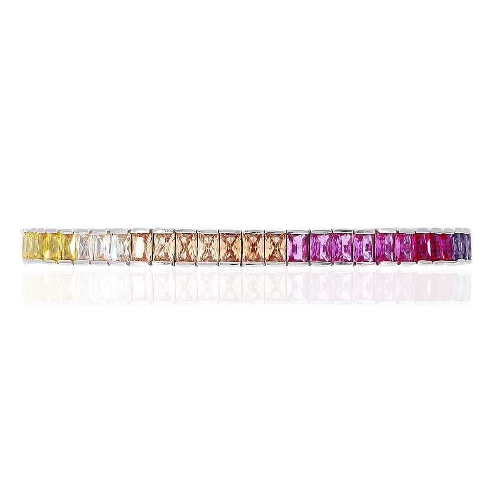 Sterling Silver 6mm Multicolor Rainbow CZ Tennis Bracelet 7.25"