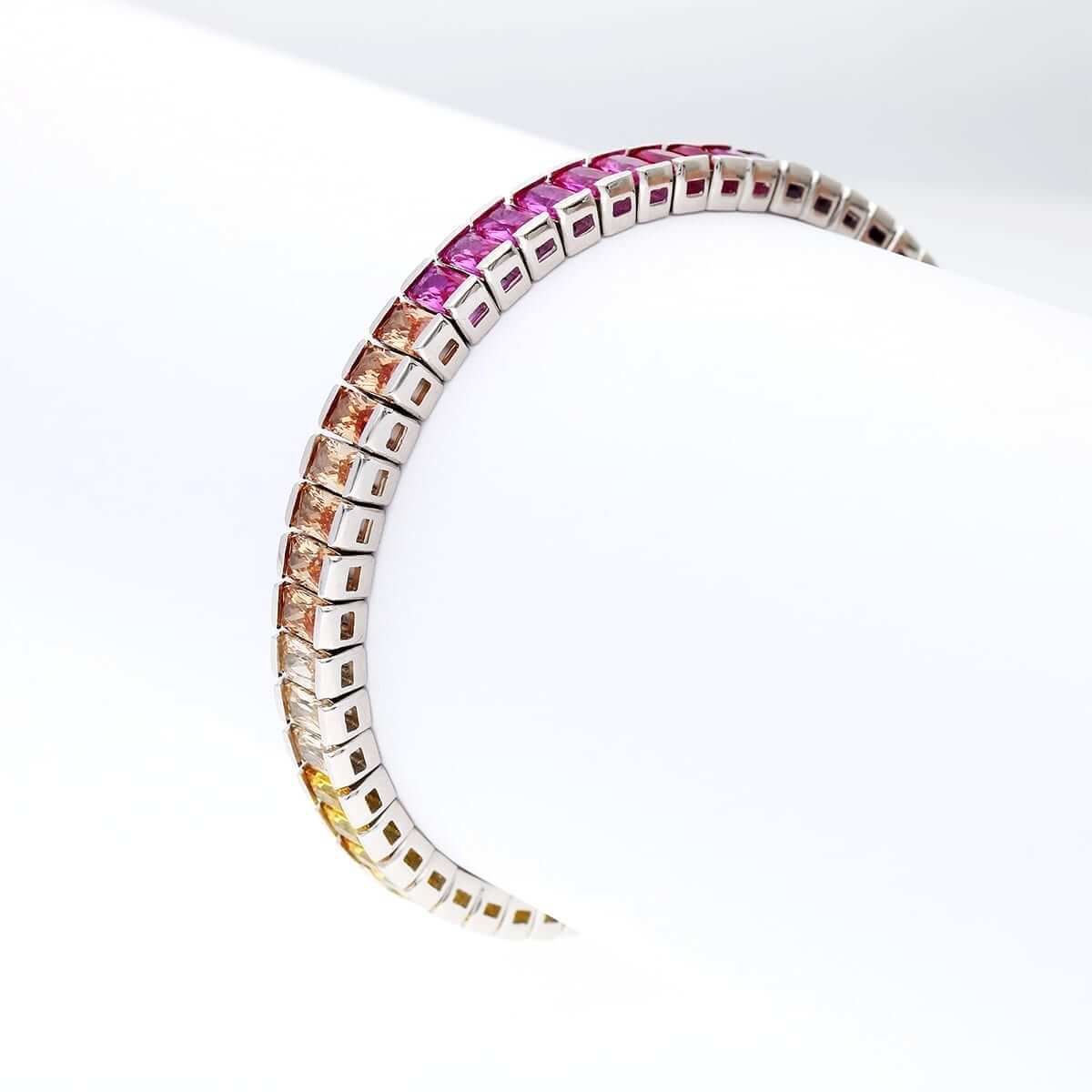 Sterling Silver 6mm Multicolor Rainbow CZ Tennis Bracelet 7.25"