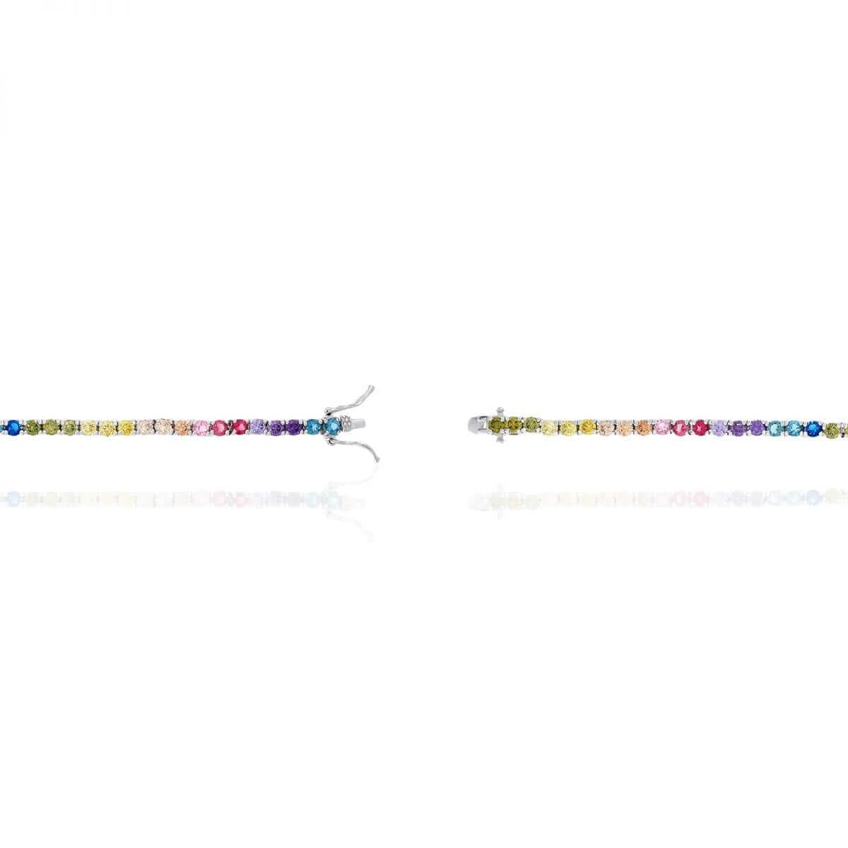 Sterling Silver 4mm Multicolor Rainbow CZ Tennis Bracelet 7.25"