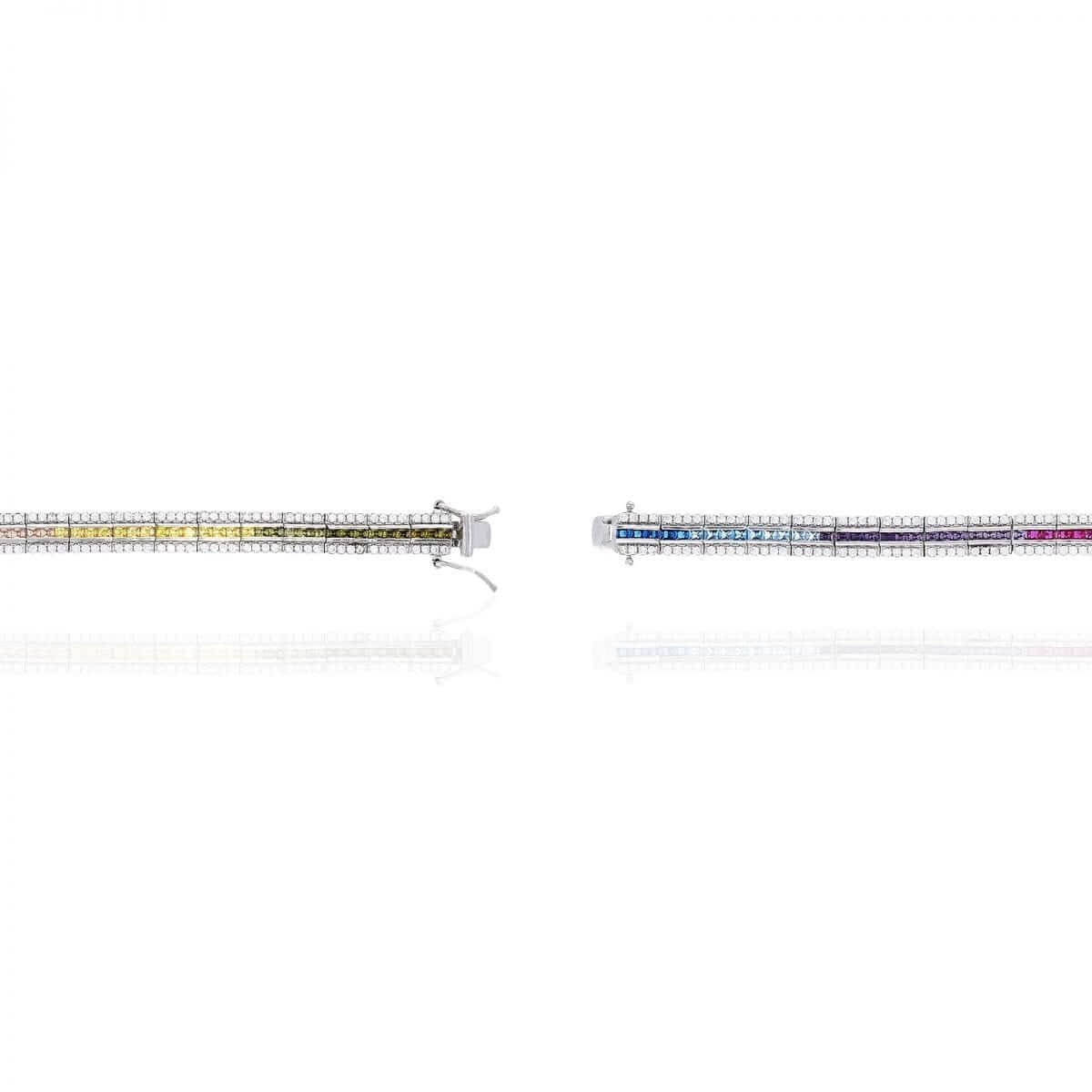 Sterling Silver 6mm Multicolor Rainbow CZ Tennis Bracelet 7.25"