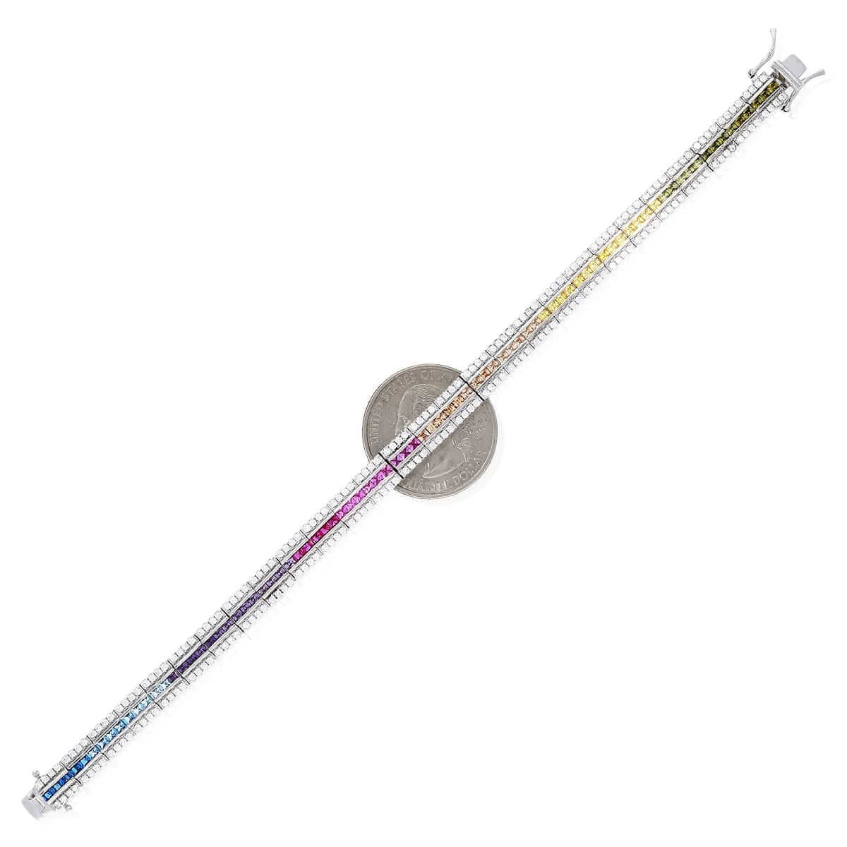 Sterling Silver 6mm Multicolor Rainbow CZ Tennis Bracelet 7.25"