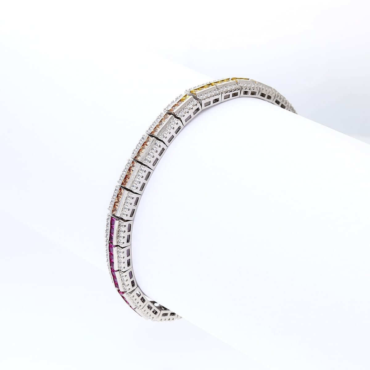 Sterling Silver 6mm Multicolor Rainbow CZ Tennis Bracelet 7.25"