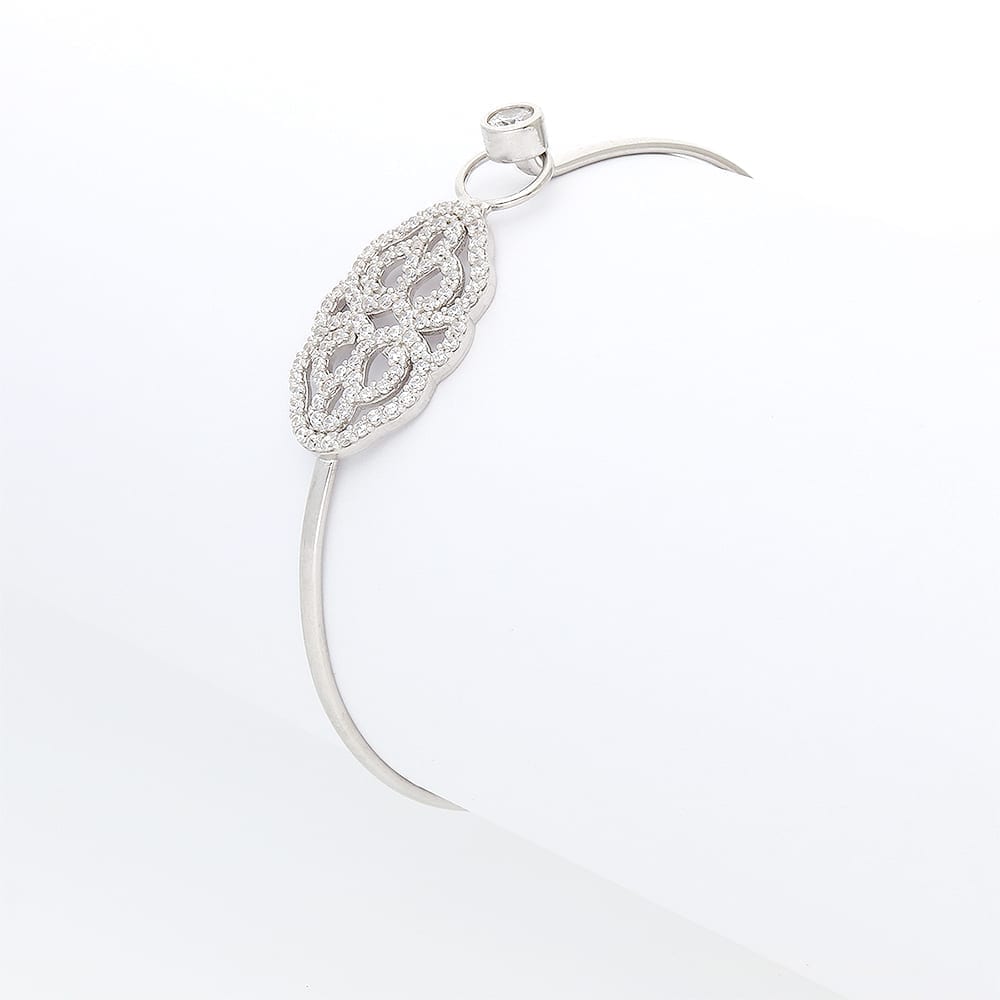 925 Sterling Silver Bezel 1.75Ct CZ Filigree Bangle Bracelet 7"