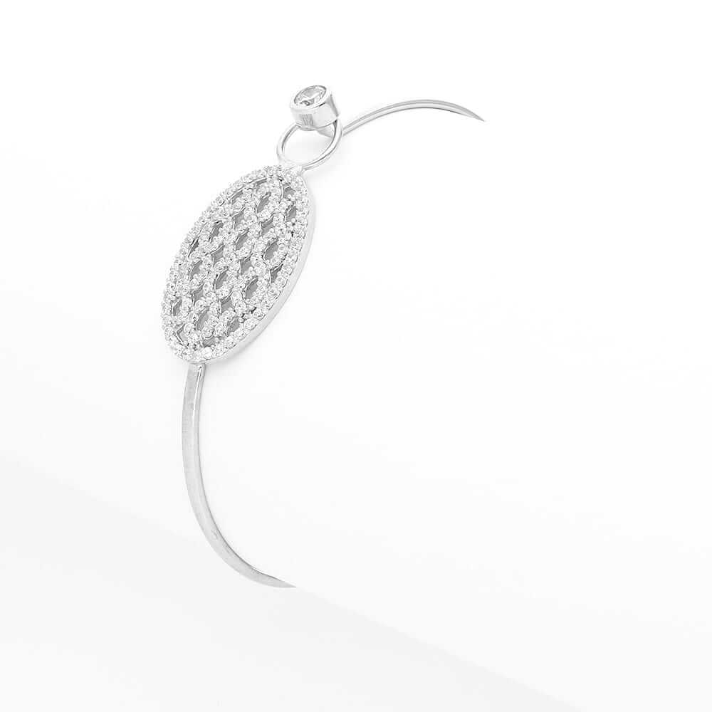 Sterling Silver Bezel 2.25Ct CZ Filigree Bangle Bracelet 7"