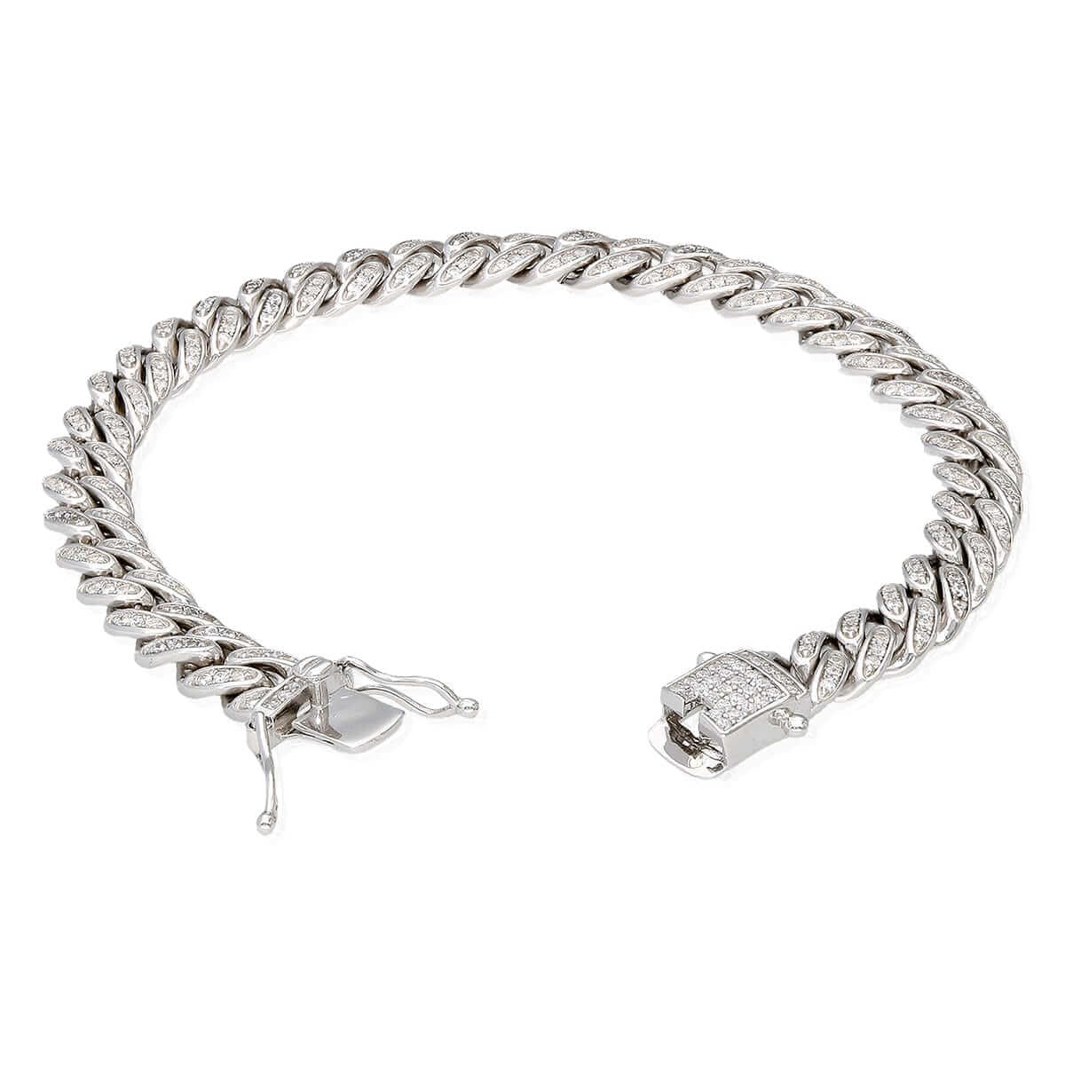 Sterling Silver Micro Pave 8mm Miami Cuban Bracelet 8"