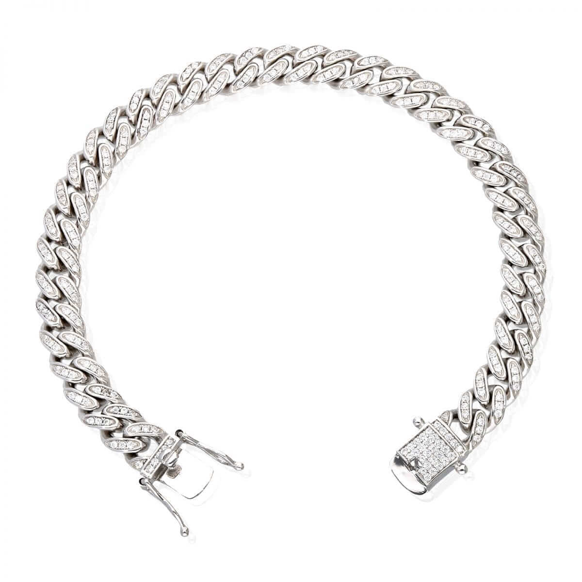 Sterling Silver Micro Pave 8mm Miami Cuban Bracelet 8"
