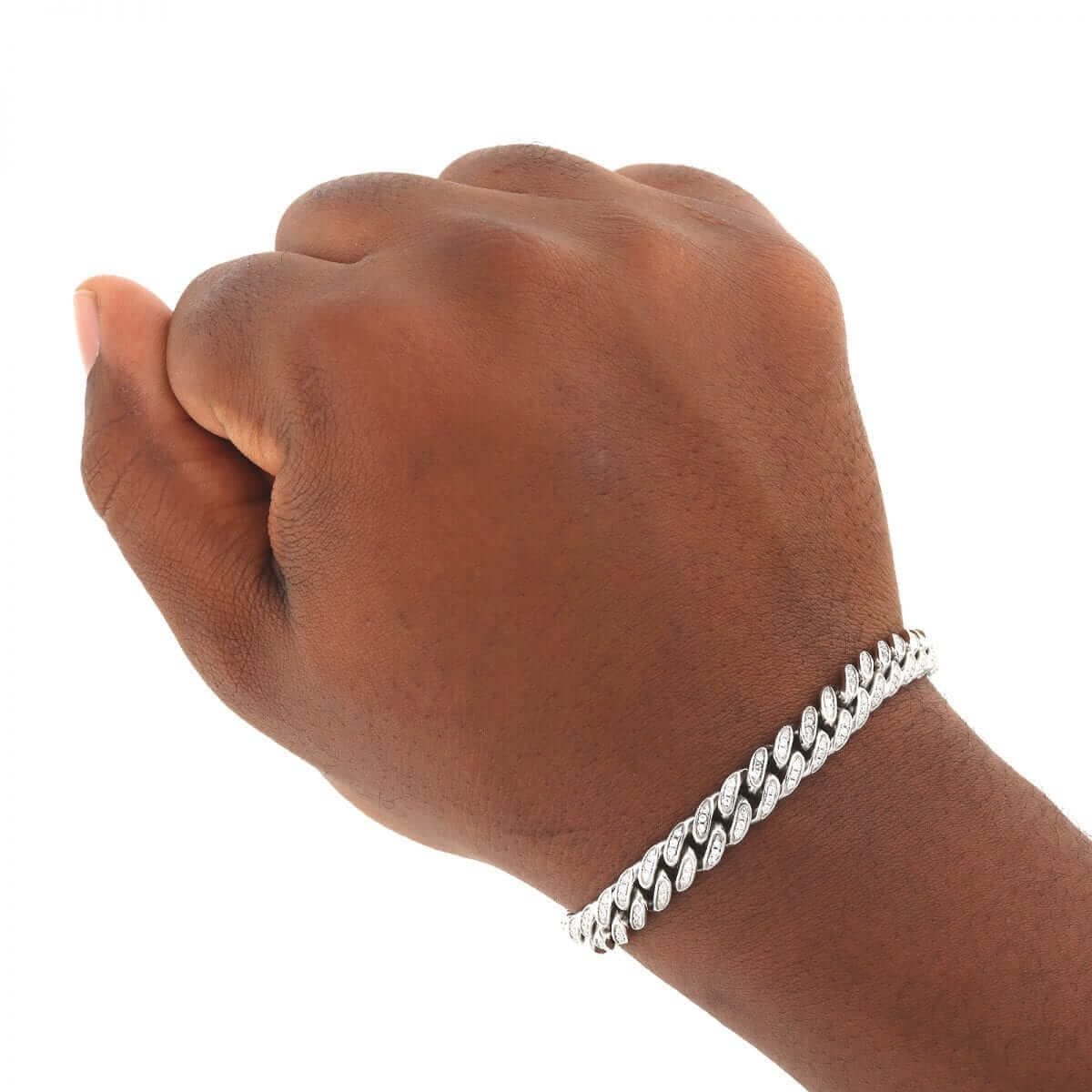 Sterling Silver Micro Pave 8mm Miami Cuban Bracelet 8"