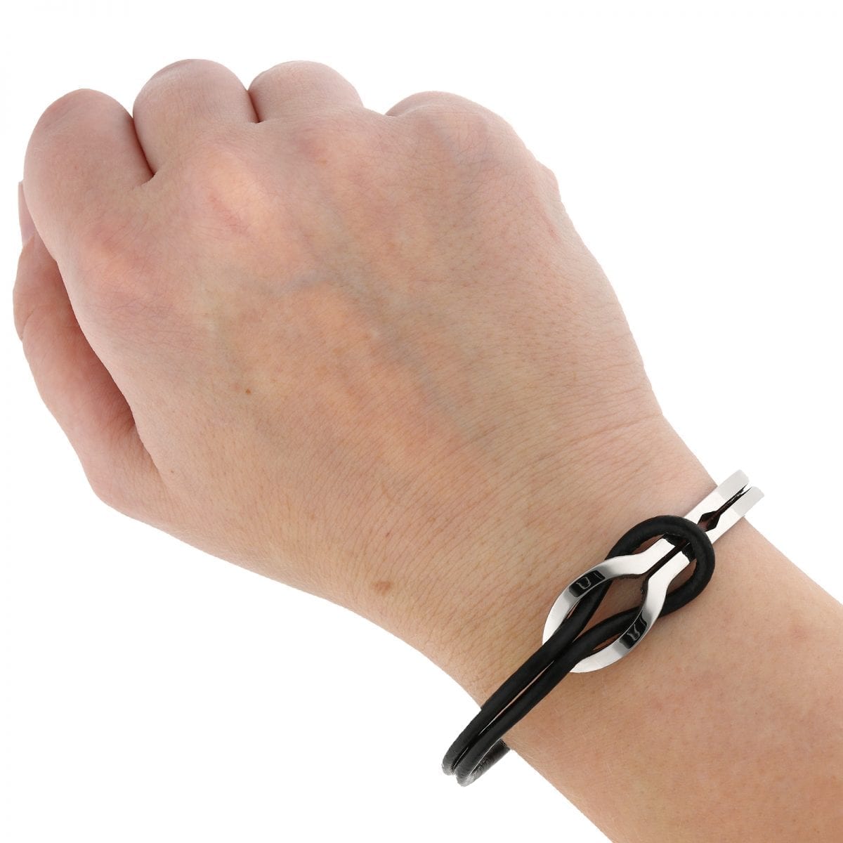 Leather & Stainless Steel Love Infinity Men's Unisex Cuff Bangle Bracelet 7.5"