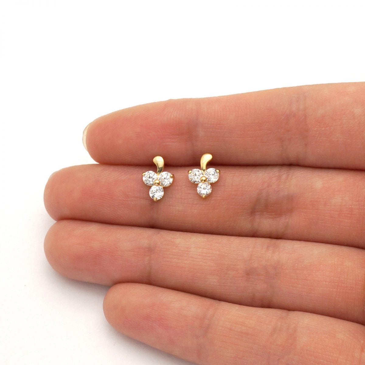 .90Ct CZ 14k Gold White Yellow Flower Stud Screwback Earrings