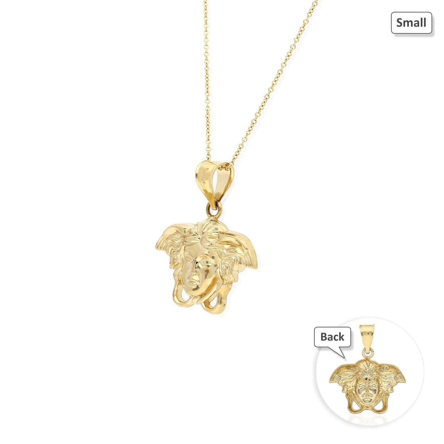 10K Yellow Gold Medusa Head Pendant