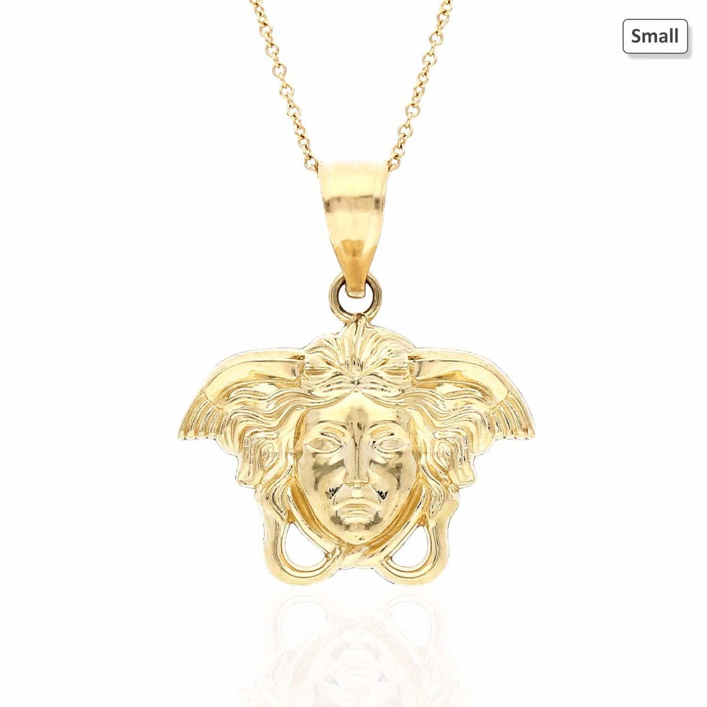 10K Yellow Gold Medusa Head Charm Pendant