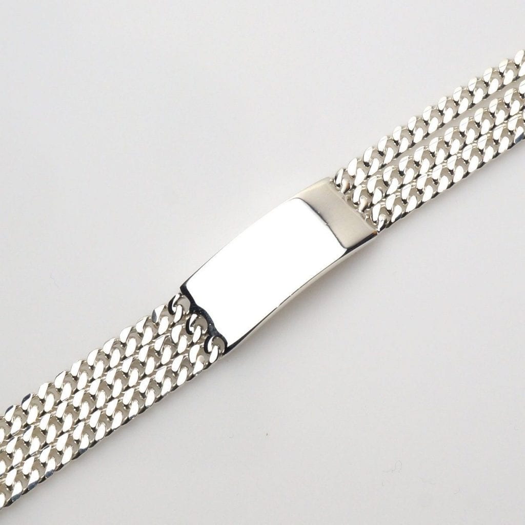 Solid Italy 925 Sterling Silver 13mm Triple Cuban Wide Bar Bracelet 9"