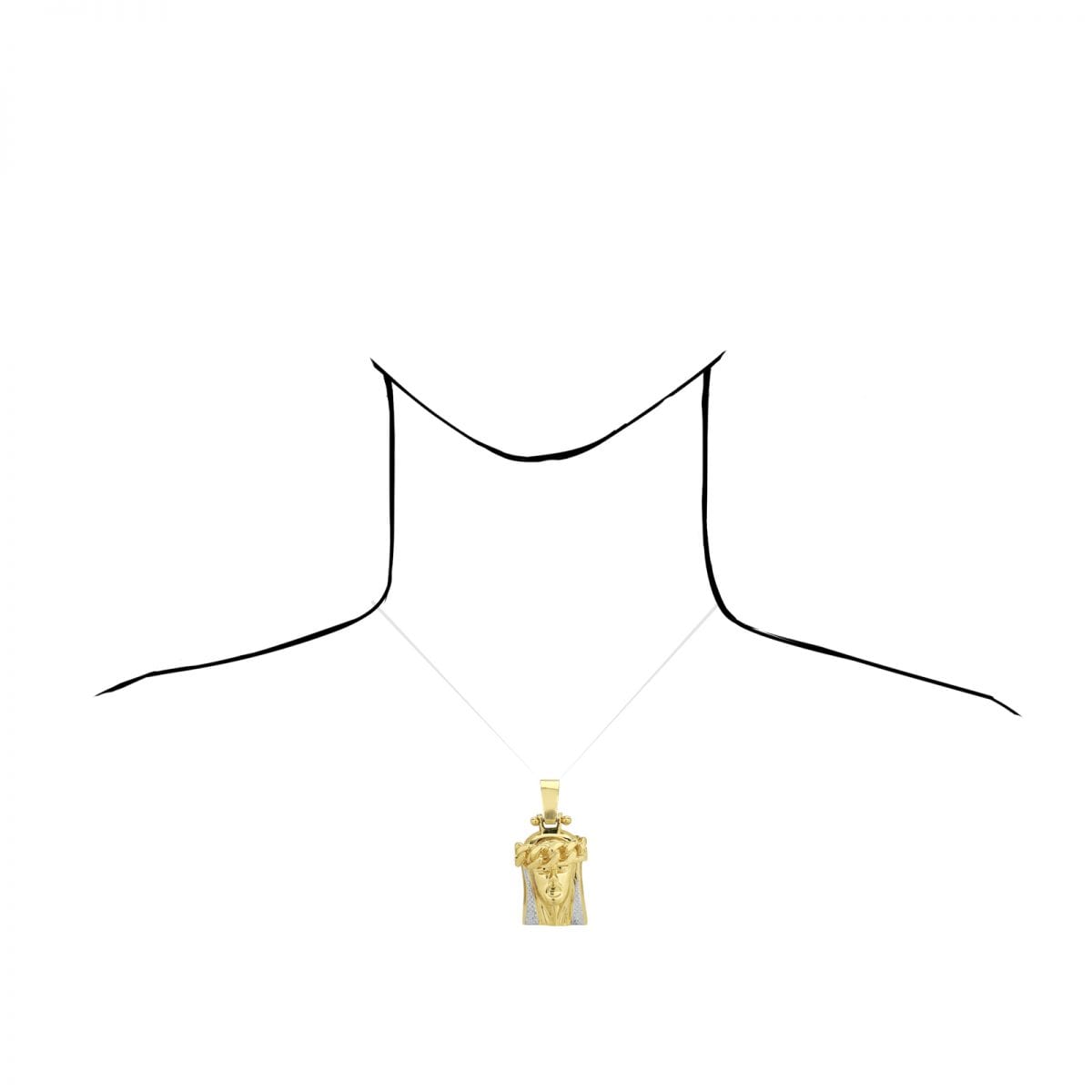 10k Yellow White Gold Textured Jesus Face Head Pendant 1.4"-1.8"