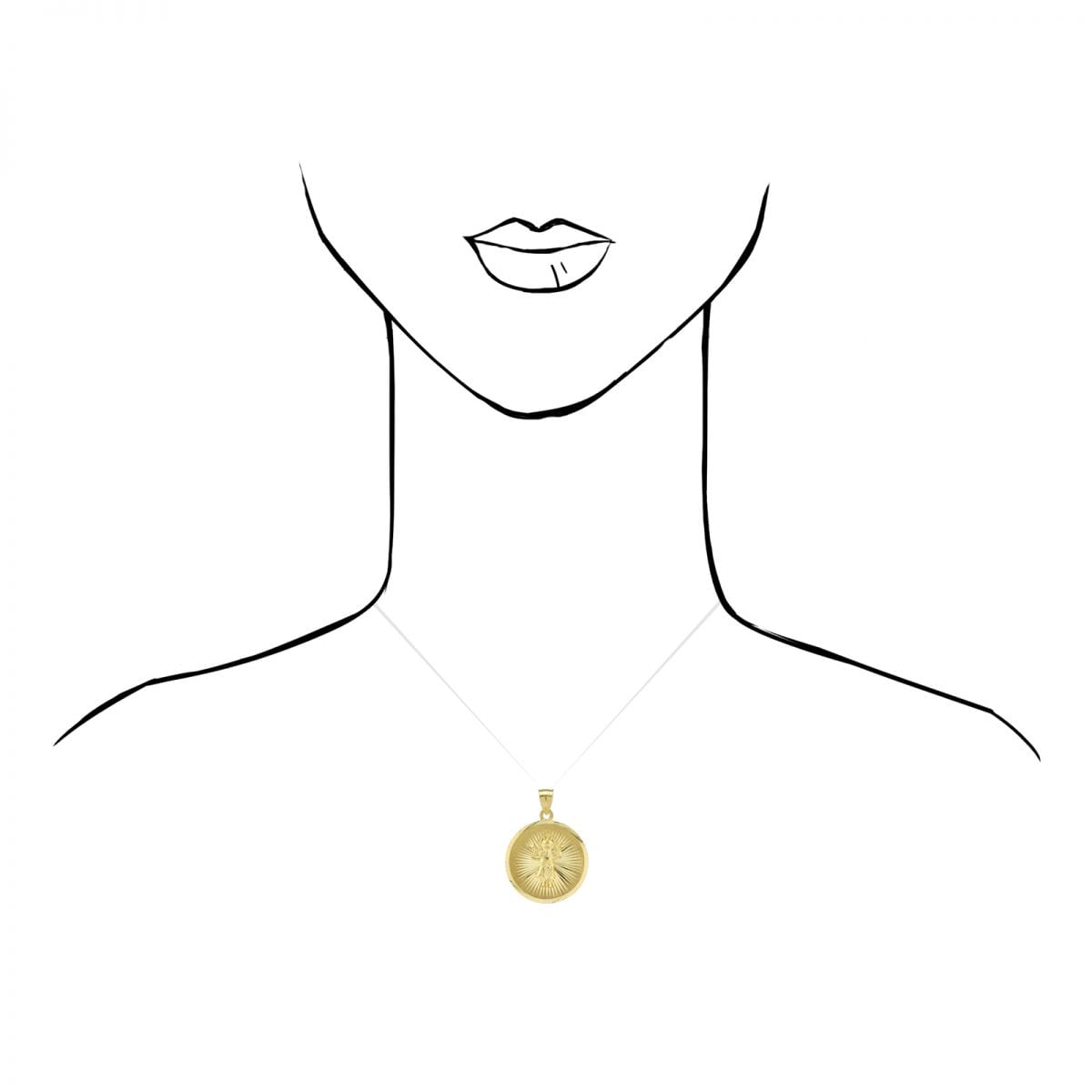 10k Yellow Gold Diamond Cut Divino Niño Jesús Round Medallion Pendant