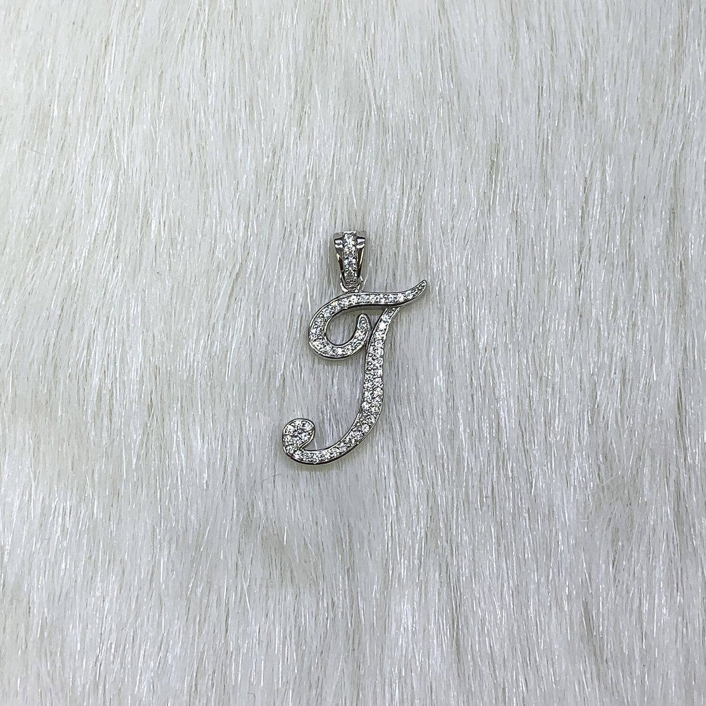 Sterling Silver Single Script Initial CZ Pendant with 18" Chain