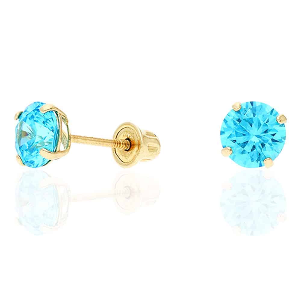 14k Yellow Gold White Gold 1.50Ct Birthstone Round Stud Screw Back Earrings