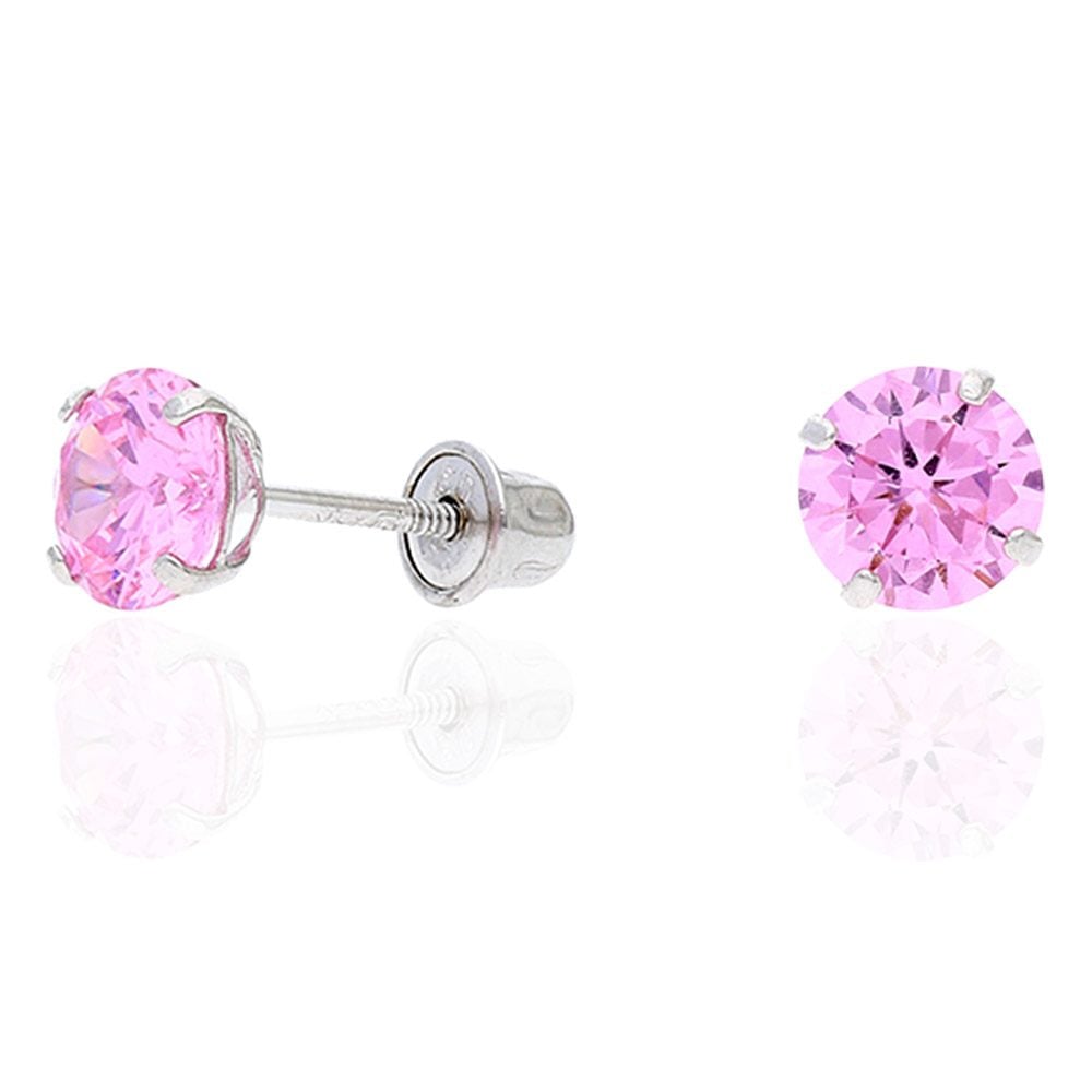 14k Yellow Gold White Gold 1.50Ct Birthstone Round Stud Screw Back Earrings