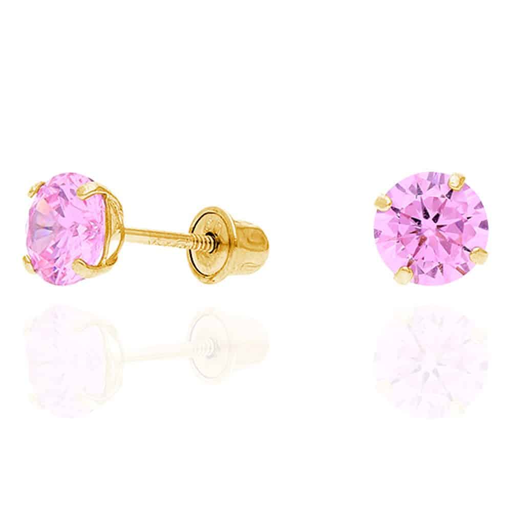 14k Yellow Gold White Gold 1.50Ct Birthstone Round Stud Screw Back Earrings