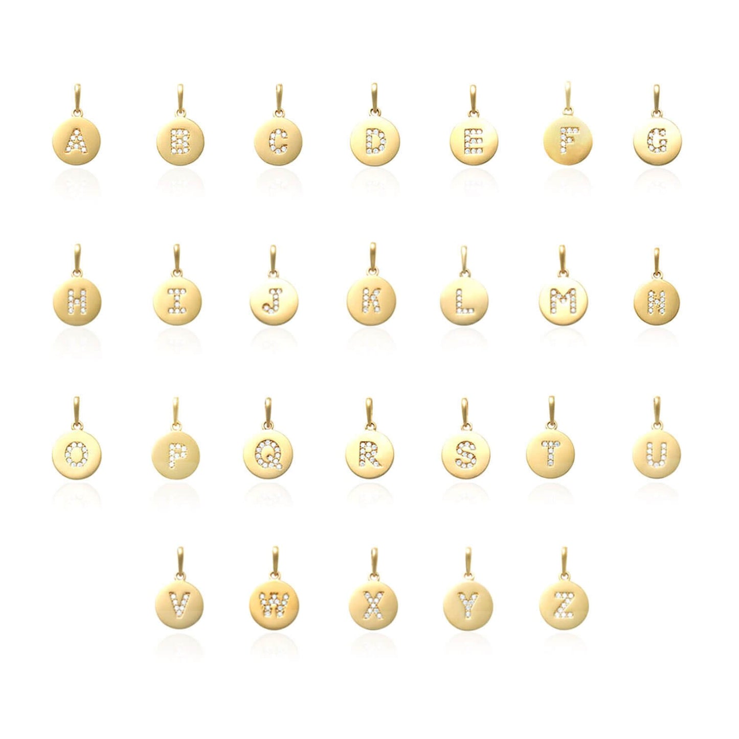 0.20Ct CZ 14k Yellow Gold Alphabet A-Z Initial Letter Pendant