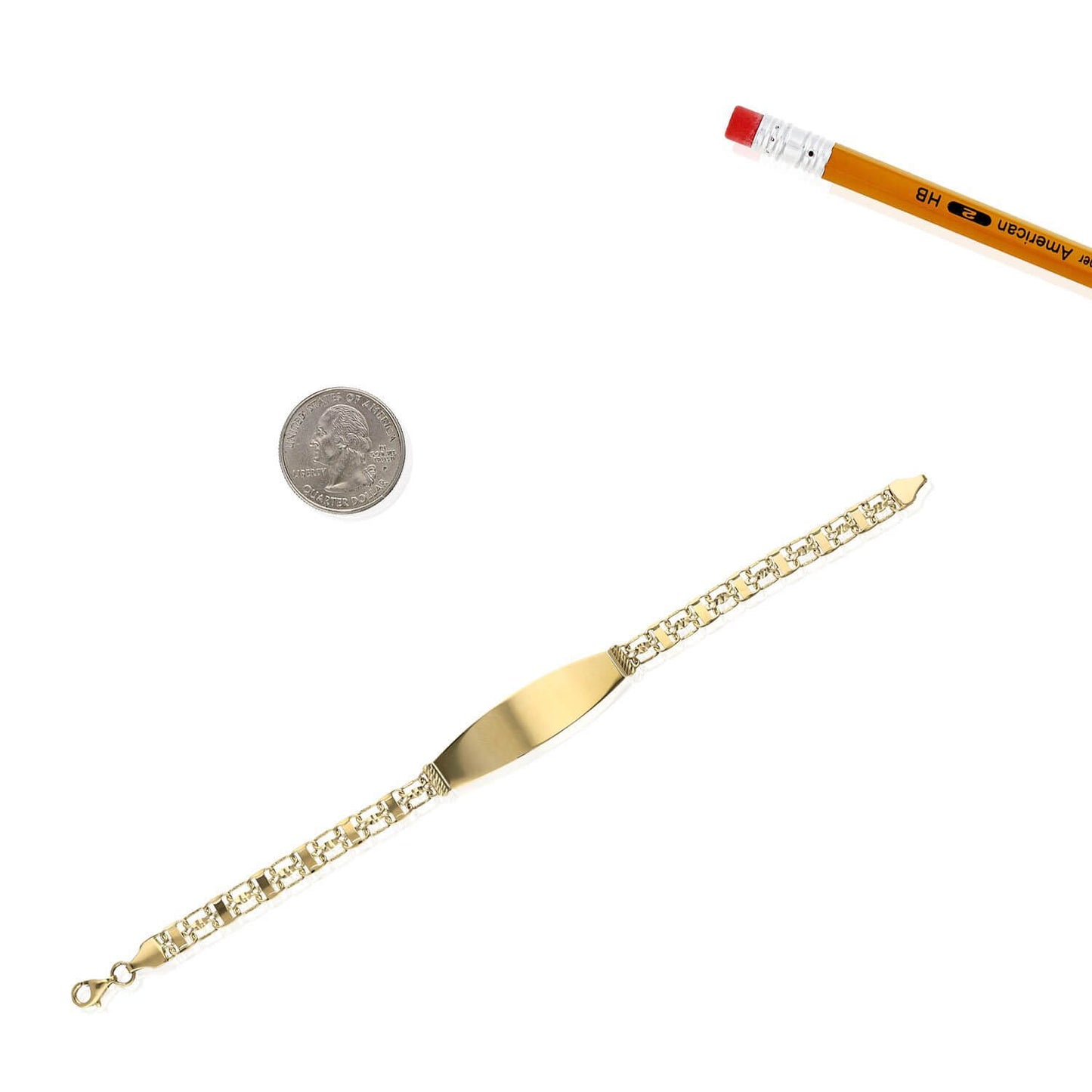 Solid 10K Gold Yellow Bismark- 6mm Personalized I.D Bar Bracelet 7.5 Inches