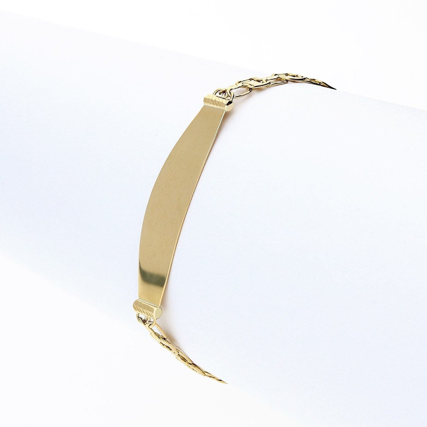 Solid 10K Gold Yellow Bismark- 6mm Personalized I.D Bar Bracelet 7.5 Inches
