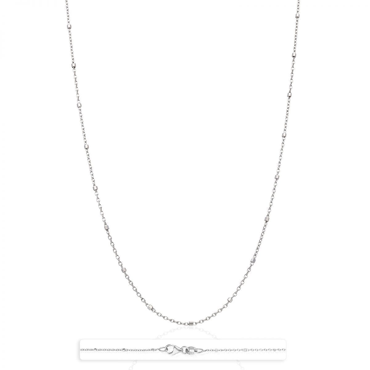 14K Yellow White Rose Gold 1.2mm Cable Saturn Beads Station Chain 16"-20"