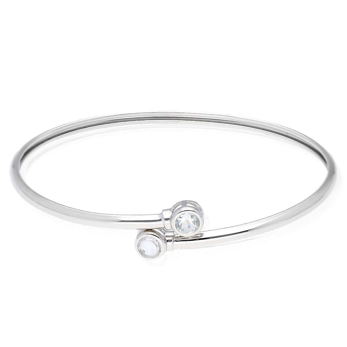 Sterling Silver 0.80Ct Bezel Multicolor CZ Bangle Bracelet