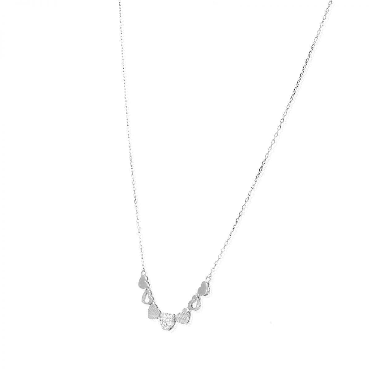 14k Yellow, Rose & White Gold Over 925 Silver CZ Heart Cable Necklace 18"