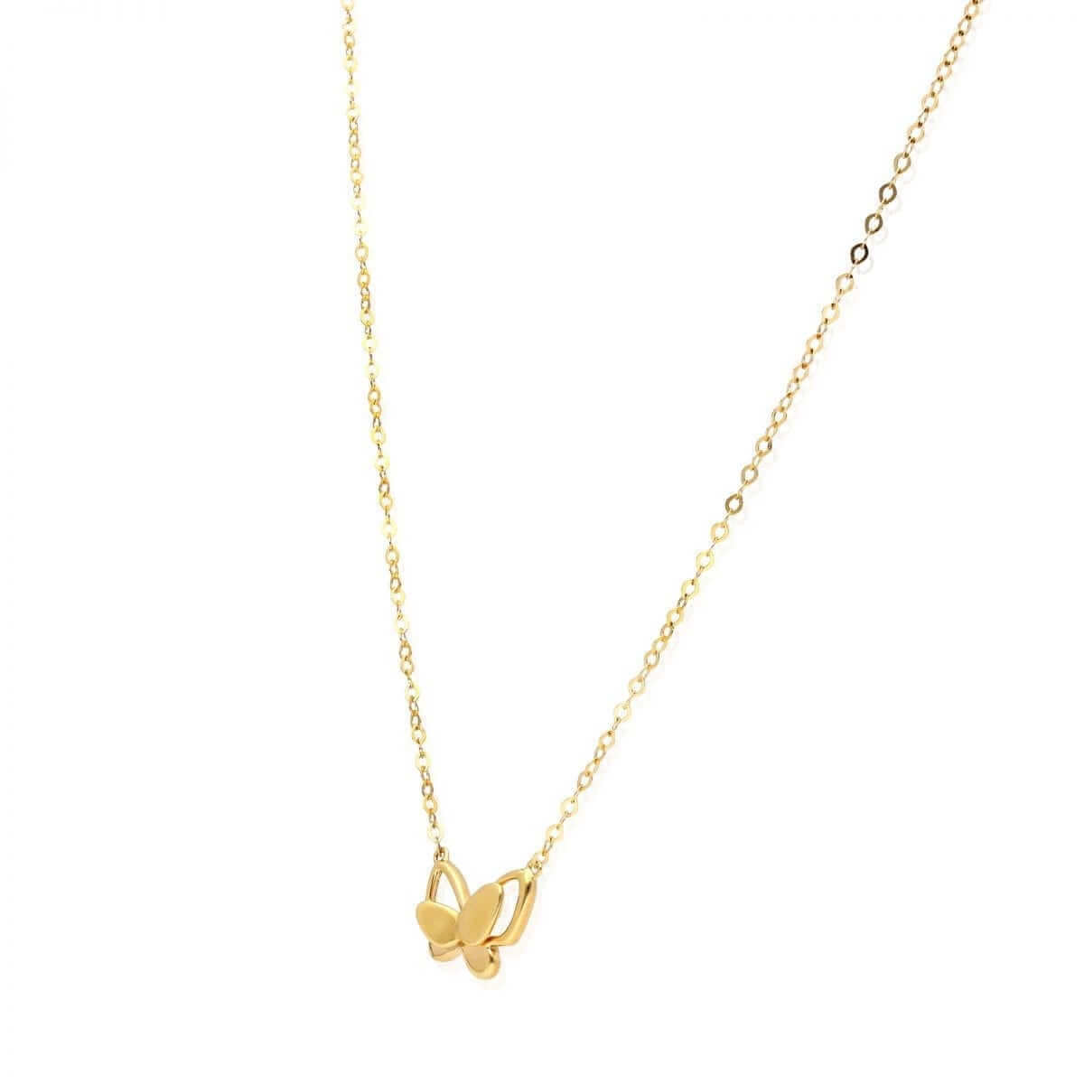 14K Yellow Rose White Gold Over Silver Butterfly Necklace 16-18"