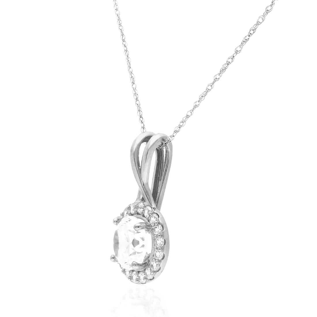 1.75CT CZ 14K Yellow White Rose Gold Halo Pendant with 18" Chain
