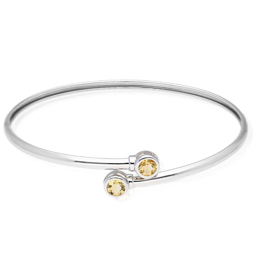 Sterling Silver 0.80Ct Bezel Multicolor CZ Bangle Bracelet