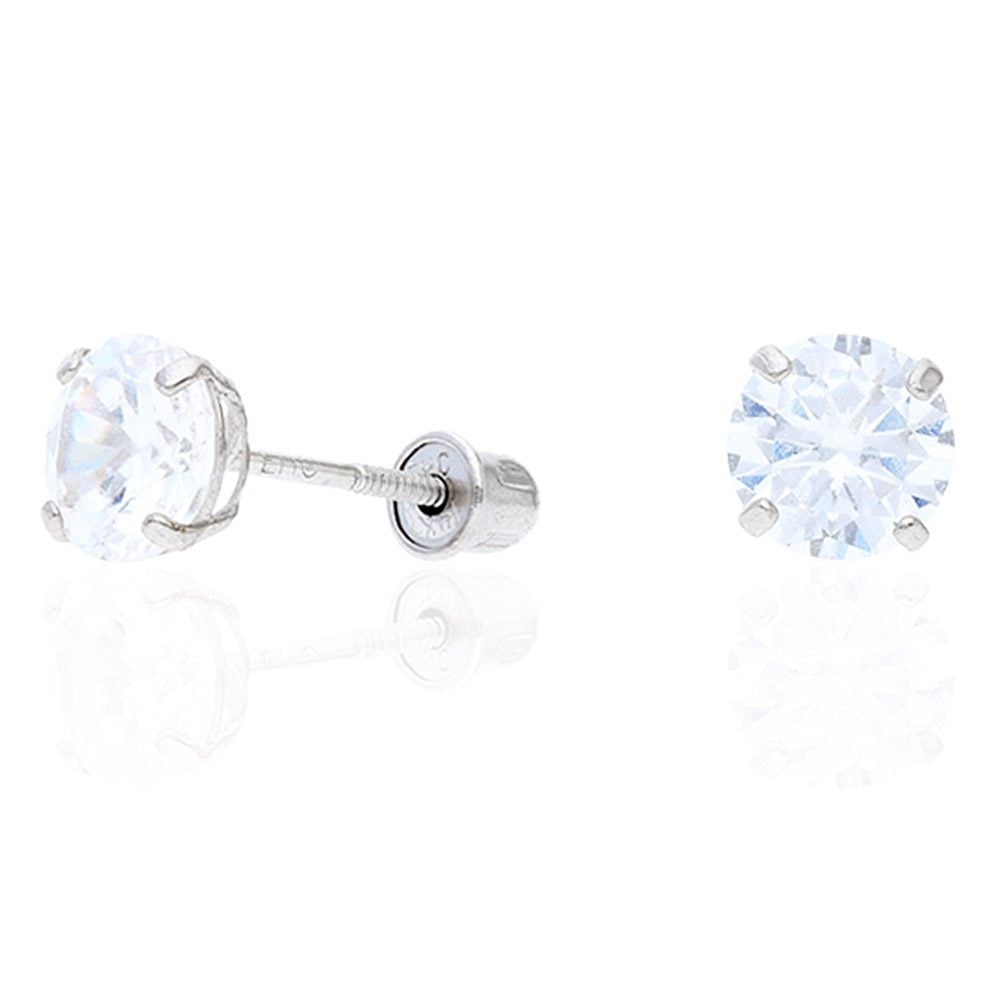 14k Yellow Gold White Gold 1.50Ct Birthstone Round Stud Screw Back Earrings