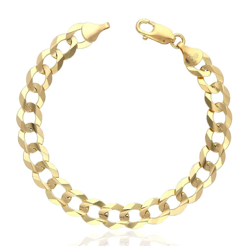 Solid 14k Gold Yellow 10mm Cuban-Curb Bracelet 8.5"