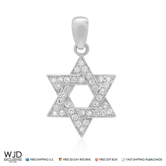 0.75Ct CZ Religious Jewish Star Of David Pendant 14k White Gold