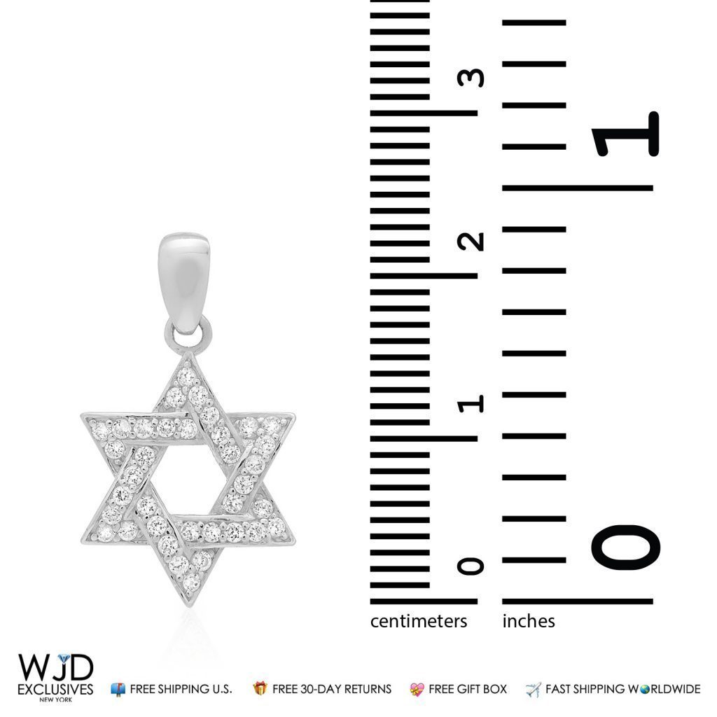 0.75Ct CZ Religious Jewish Star Of David Pendant 14k White Gold