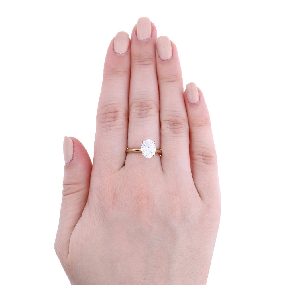2.10Ct Oval Cut Moissanite 14k Gold Yellow Solitaire Engagement Ring