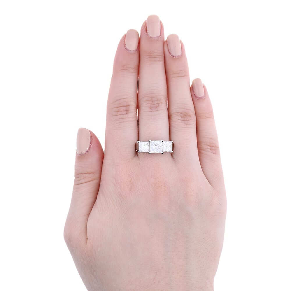 3.70Ct Princess-Cut 3-Stone Moissanite 950 Platinum Engagement Ring