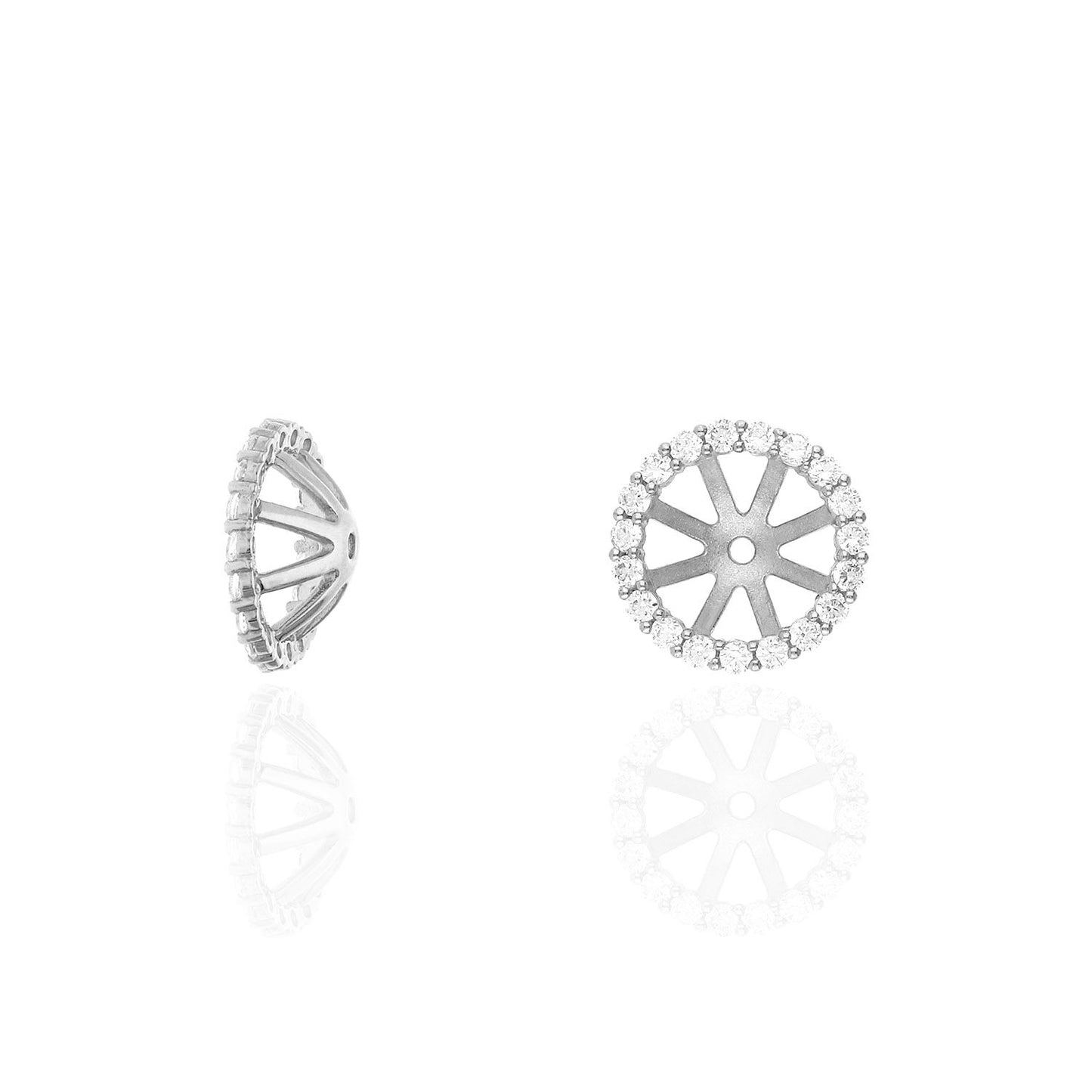Real 14K Gold White Halo CZ Earrings Jackets And Studs