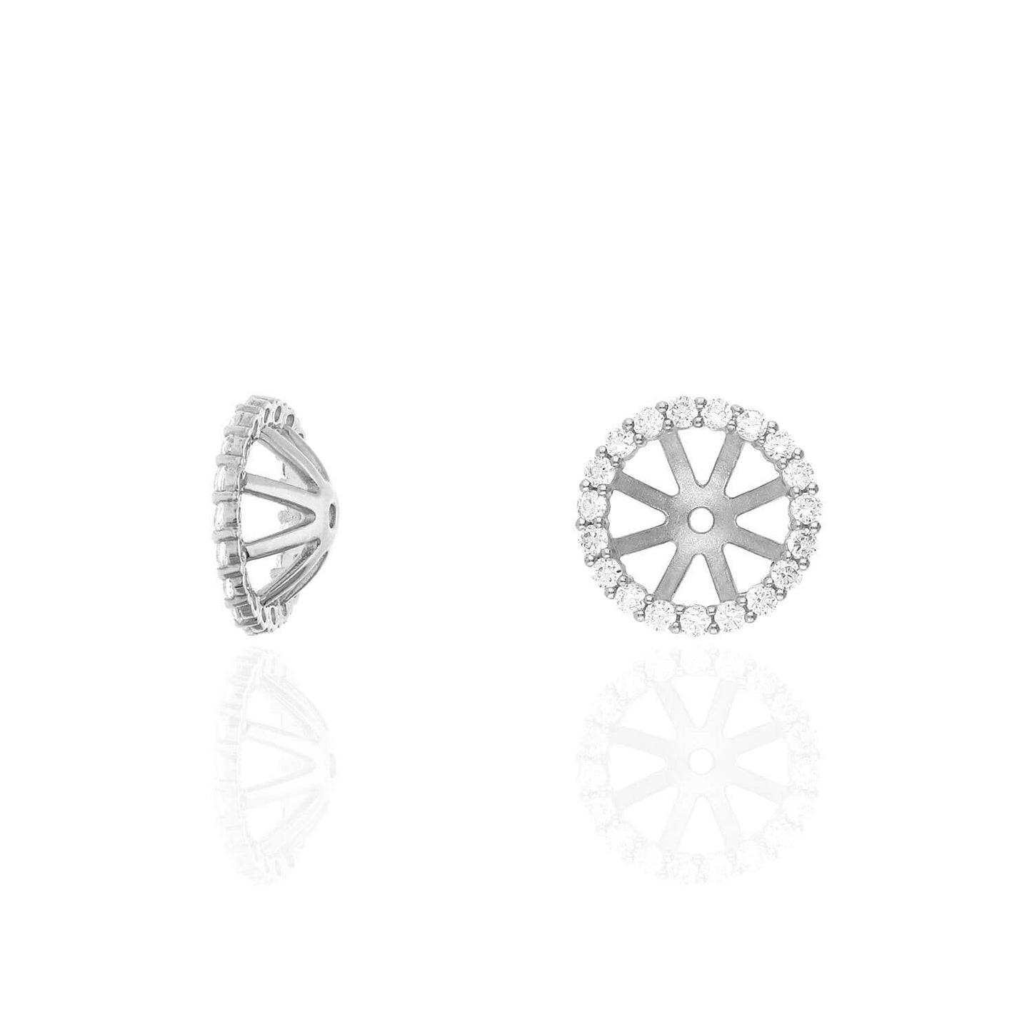 Real 14K Gold White Halo CZ Earrings Jackets And Studs