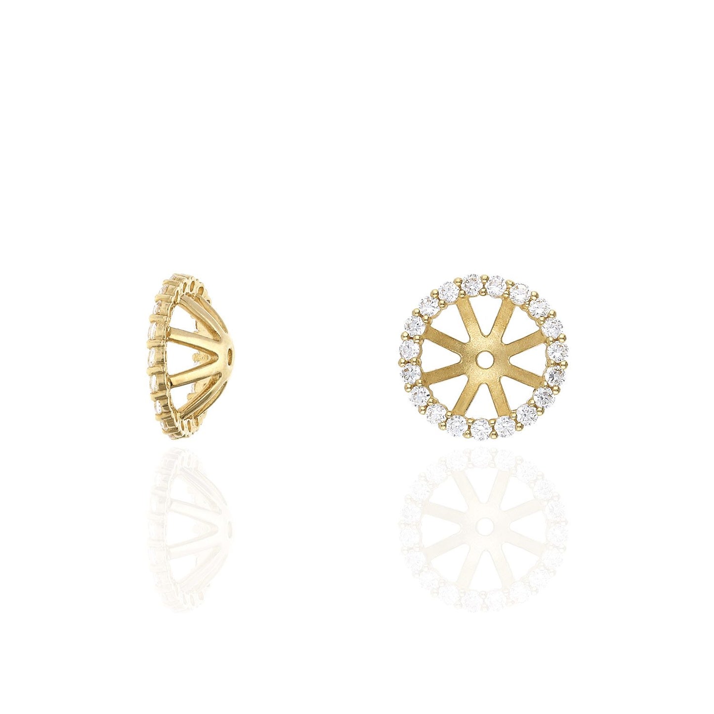 14K Real Gold CZ Halo Earring Jackets And Studs