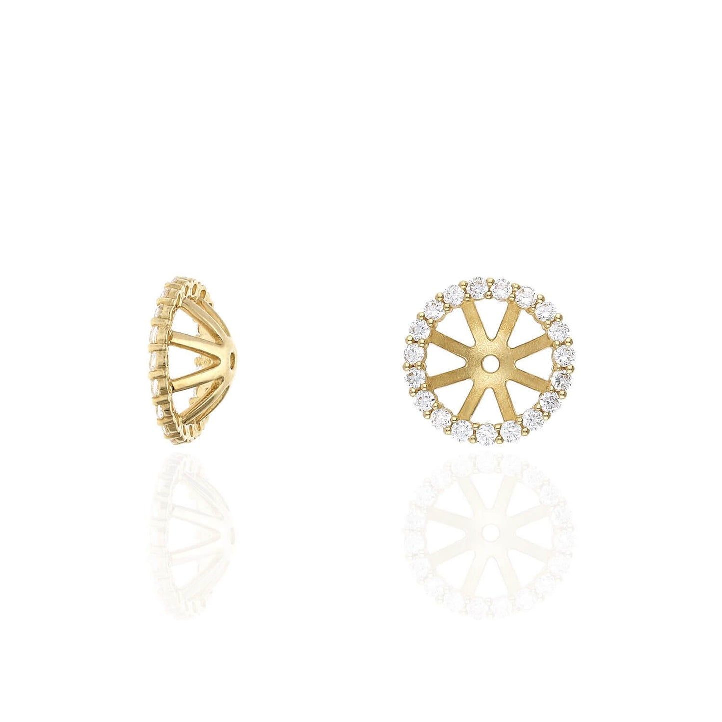 14K Gold CZ Halo Earring Jackets And Studs
