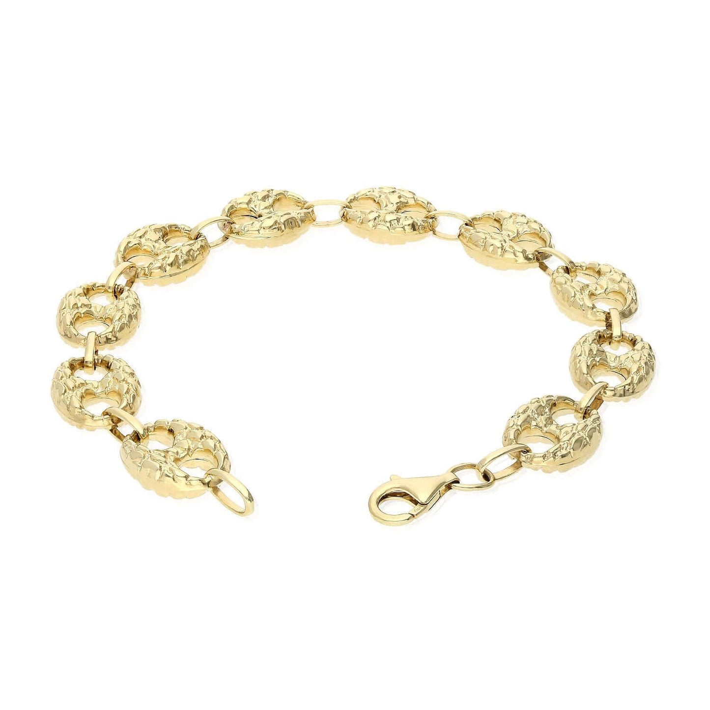 10K Yellow Gold 10mm 12mm Puffed Anchor Mariner Nugget Bracelet (Hollow) 8.5"