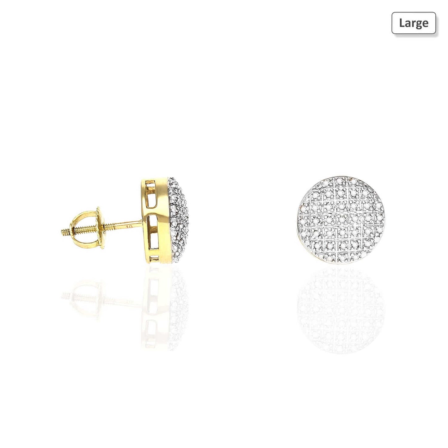 10K Yellow Gold Micro Pave Natural Diamond Stud Earrings 0.20Ct-0.30Ct