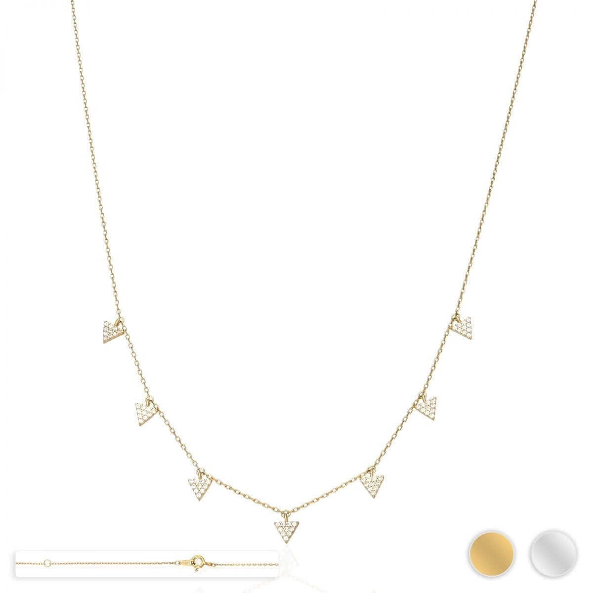 14k Yellow & White Gold Over Sterling Silver CZ Triangle Cable Necklace 18"