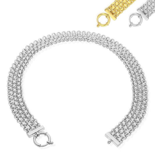 Yellow or White Gold Over Sterling Silver 17mm Bismark Necklace (Solid Links) 17"