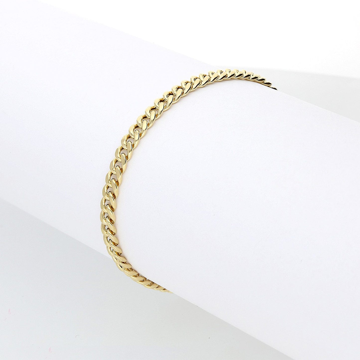 14K Gold Yellow Hollow 3mm - 4.5mm Miami Cuban Bracelet 8"