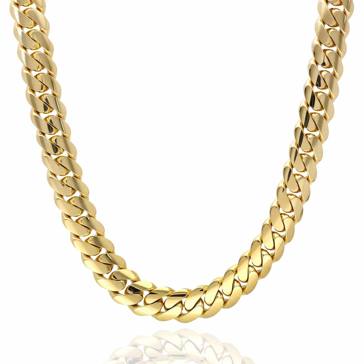 Solid 10K Yellow Gold 11mm Miami Cuban Chain Necklace 18"-28"