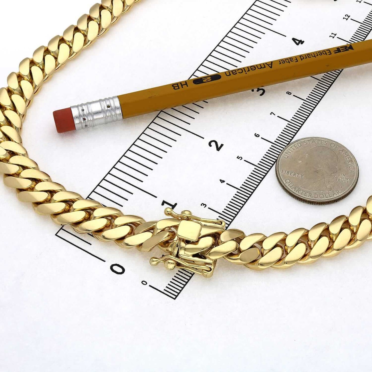 Solid 10K Yellow Gold 11mm Miami Cuban Chain Necklace 18"-28"