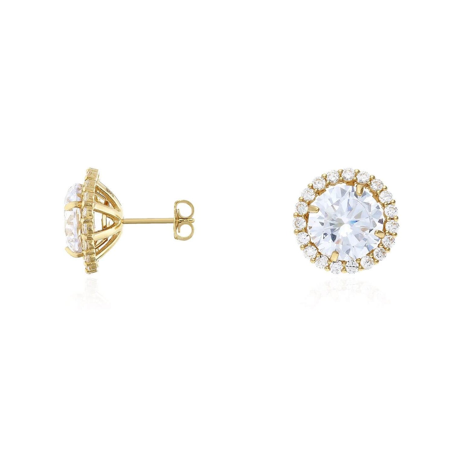 14K Gold CZ Halo Earring Jackets And Studs
